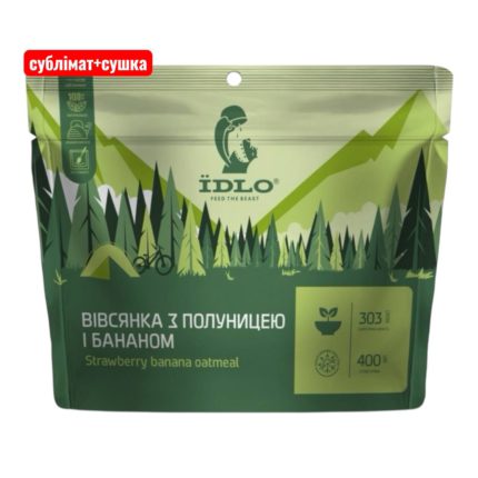 Вівсянка з полуницею та бананом ЇDLO у пакованні, сублімована каша 100 г (порція 400 г)