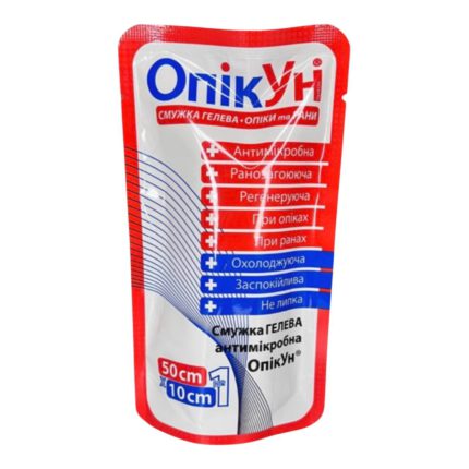 Пов'язка гелева протиопікова ОпікУн 50x10 см антимікробна