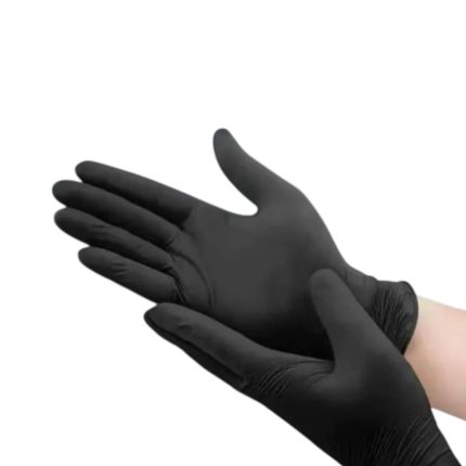 Рукавички нітрилові неопудрені нестерильні Medicom SafeTouch Premium Black 5 г чорні на руках